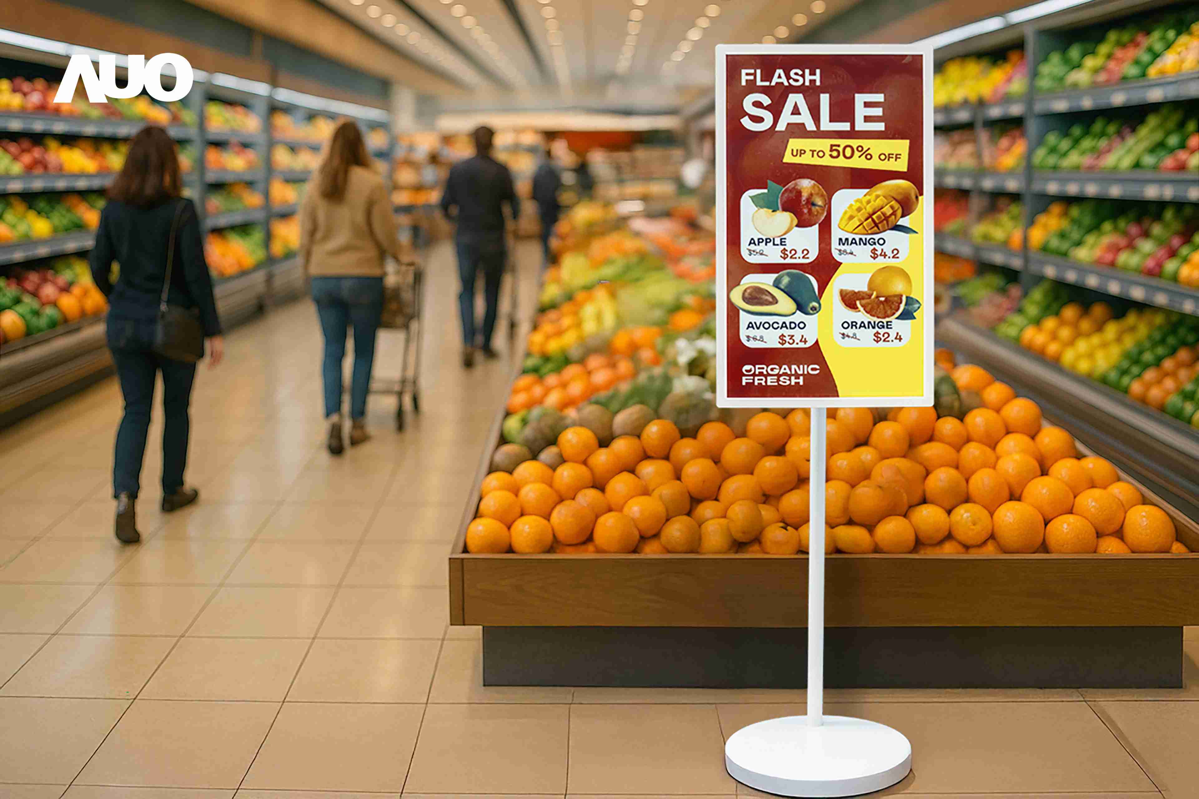 达擎首亮相低功耗、、、、全彩的〝aecoPost电子纸解决方案〞，，仅在更新画面时需要微量的电力驱动，，，无需布建电线的便捷设计，，使其可灵活应用、、、随意置放，，，并可透过云端或行动装置app，，轻松管理及排程广告内容，，晋升店头营销利器。。